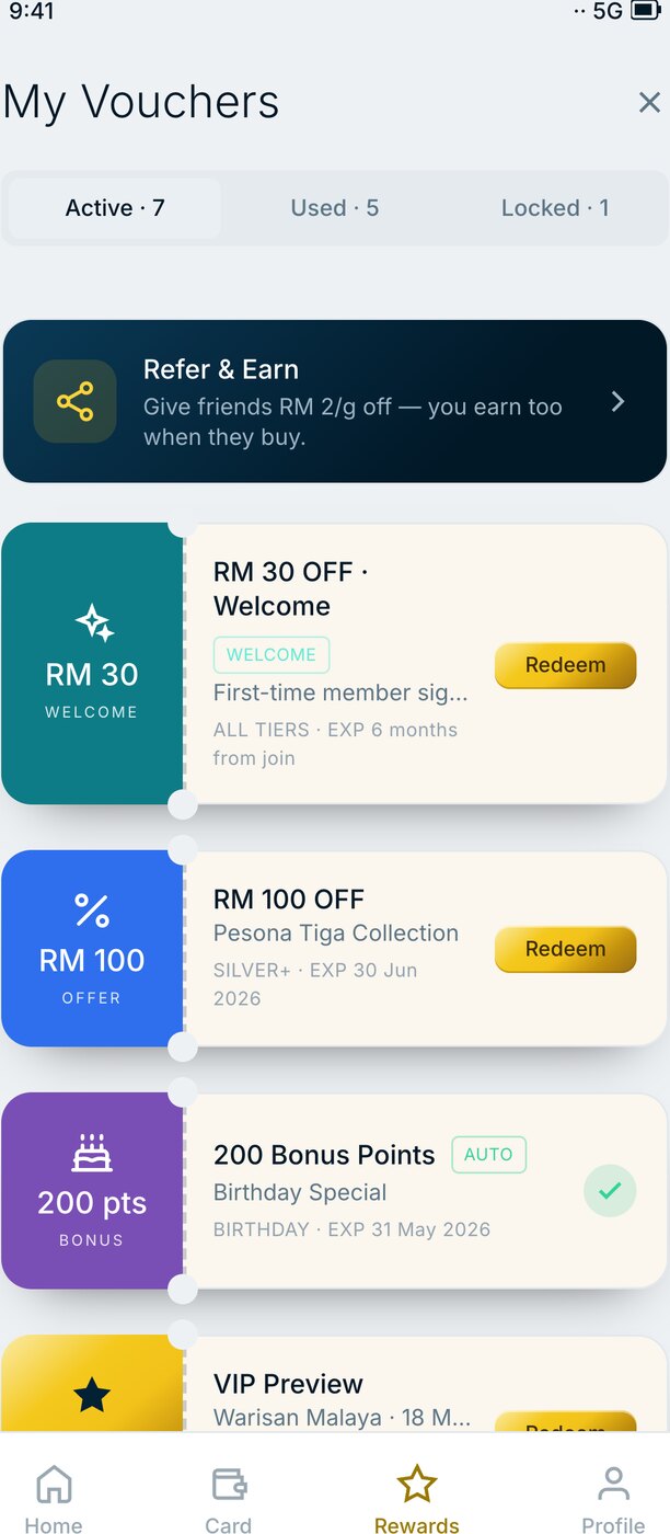 Goldfinch member app vouchers